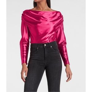 EXPRESS Satin Draped Shoulder Top